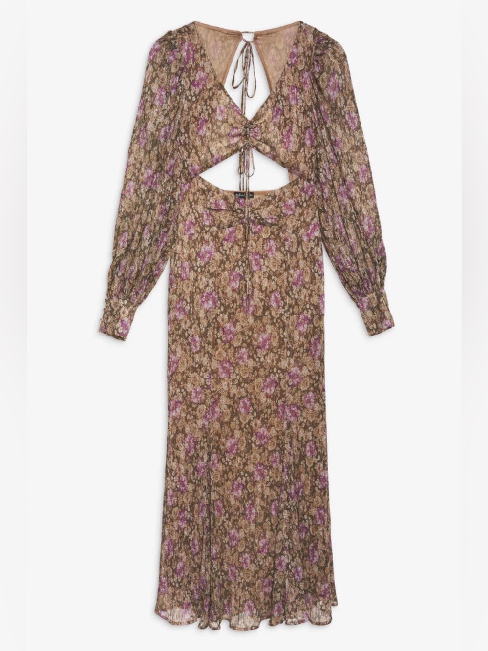 For Love And Lemons floral cutout maxi dress in mauve and green